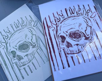 Blijf raar kunstdruk blokprint