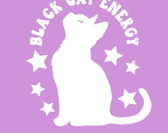 Black Cat Energy - Vinyl Decal in White