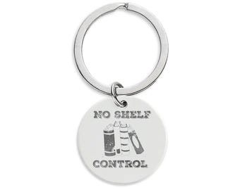 No Shelf Control – Stainless Steel Round Keychain | Bookish Accessory