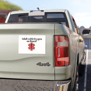 Adult with oxygen on Board Car Magnet, Safety Sign, Vehicle Decor, Gift for Caregivers, Medical Awareness, Custom Car Accessories