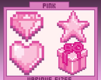 PINK Pixel Stream Assets | Alerts | Sub/Bit Badges | Emotes | Youtube/Twitch