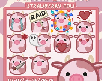 Strawberry Cow Emotes | Twitch/Youtube/Discord