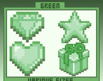 GREEN Pixel Stream Assets | Alerts | Sub/Bit Badges | Emotes | Youtube/Twitch