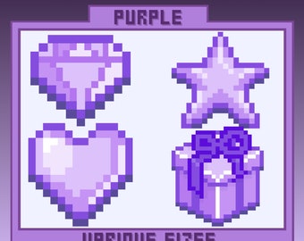 PURPLE Pixel Stream Assets | Alerts | Sub/Bit Badges | Emotes | Youtube/Twitch