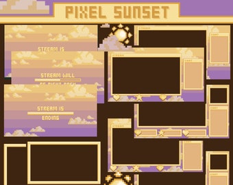 Pixel Sunset Stream Overlay | Animated | Customisable | Youtube/Twitch
