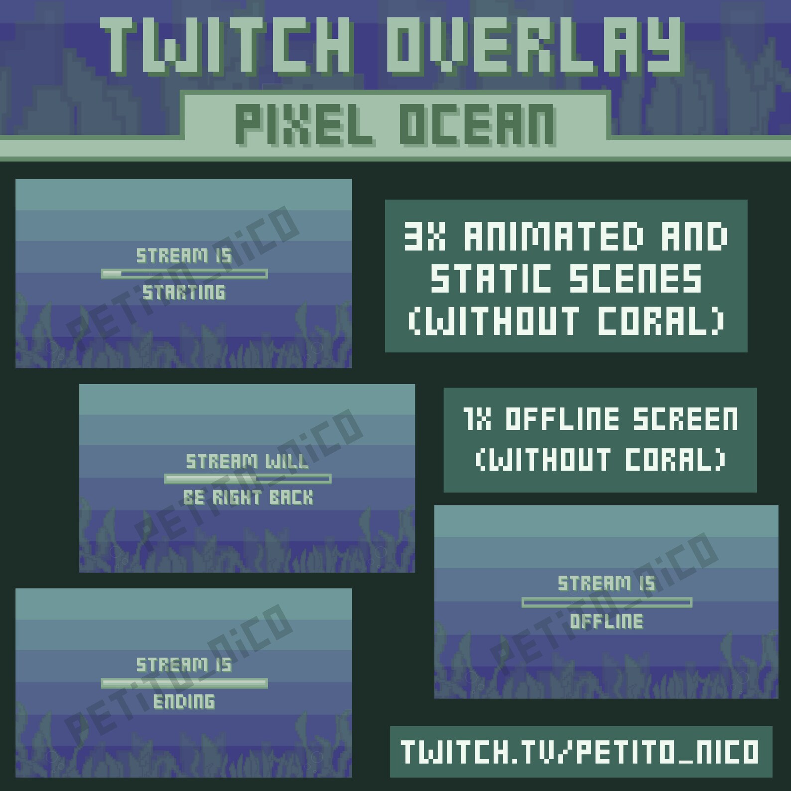 Pixel Stream Pixel Ocean Stream Overlay | Animated | Youtube/twitch - Etsy
