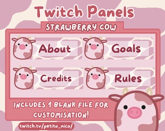 Strawberry Cow Twitch Panels (Digital Download)