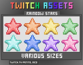 Rainbow Star Stream Assets | Alerts | Sub/Bit Badges | Emotes | Youtube/Twitch | Pixel