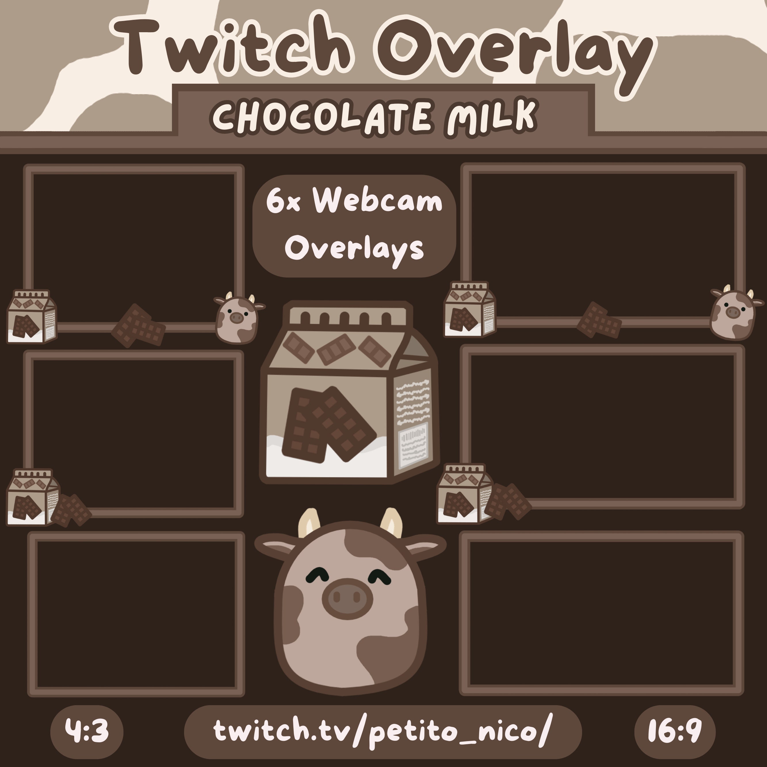 Chocolate Milk/cow Stream Overlay Animated Twitch/youtube Etsy