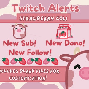 Animated Strawberry Milk Alerts | Twitch/Youtube