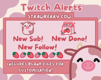 Animated Strawberry Milk Alerts | Twitch/Youtube