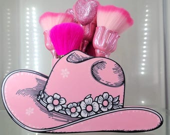 Pink Cowgirl Hat Multipurpose Holder - Chic Home & Office Decor Makeup Brush Holder