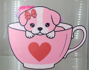 Puppy Teacup Makeup Brush Holder – Pink Vanity Organizer