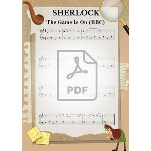 Piano music &quot;The game is On&quot;. Easy music notes for beginner -- PDF colorful printable digital file. Piano teacher gift.