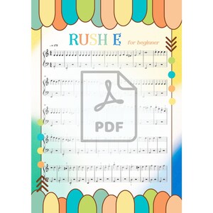 Piano Sheet Music RUSH E Digital PDF for Beginners - 2 Pages - Easy Version. Arrangement Sheet Music Download Printable file