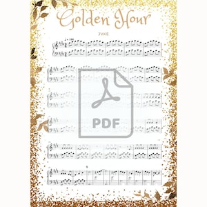 Ноты для фортепиано &quot;Golden Hour&quot; от JVKE - цифровые ноты в формате PDF на трех страницах для меломана