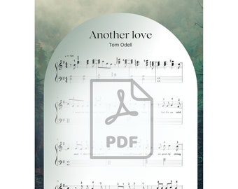 Piano notes "Another love" by Tom Odell . PDF digital file. Two-page colorful music notes with lyrics. For beginner easy version.