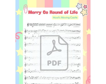 Merry Go Round of Life dal Castello errante di Howl - Spartiti per pianoforte o violino a una mano - Download immediato PDF - Versione facile SOLO