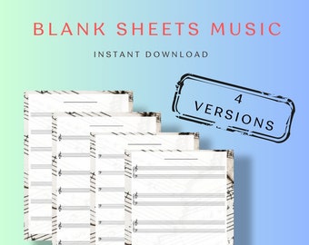Printable Colorful Blank Sheet Music. 4 Versions. A4 PDF file.