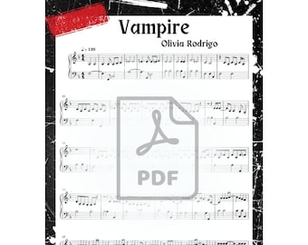 Olivia Rodrigo - Vampire Sheet Music PDF | 3 Pages | Colorful Background | Intermediate Level Piano sheet music.