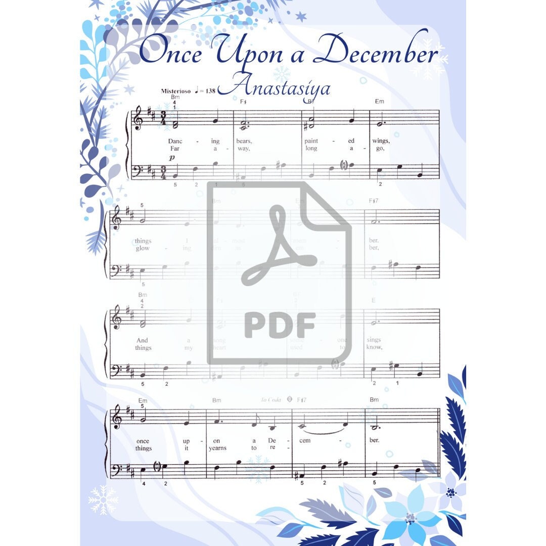 Colorful Piano Sheet Music once Upon a December Etsy