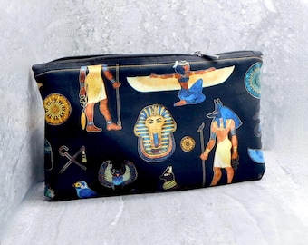 Ancient Egypt Zipper Pouch – Handmade Egyptian Gods Fabric Bag
