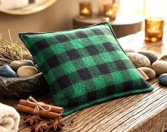 Green Plaid Microwaveable Rice Heating Pad, Men's Self-Care Gift, Knee Pain Relief