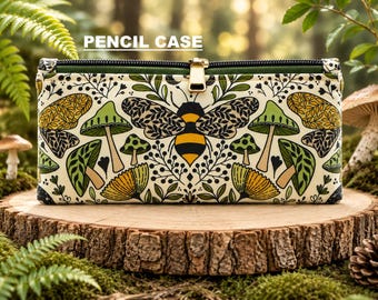 Astuccio con ape del bosco, accessorio da viaggio, pochette per materiali artistici, trousse per cosmetici