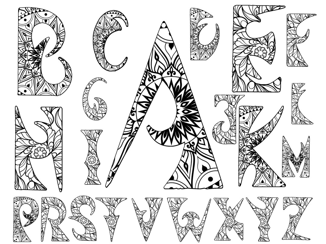 AZ Alphabets 26 Files for Pod Mandala Style Alphabet SVG Etsy