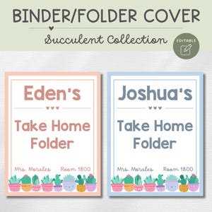 Binder/Folder Cover, Editable, Succulent
