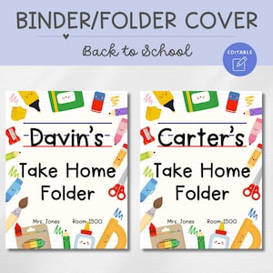 Binder/Folder Cover, Back to School, Editable, Rainbow