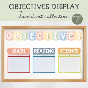 Objectives Display, Focus Wall, Editable, Succulent