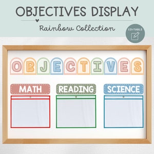 Objectives Display, Focus Wall, Editable, Rainbow