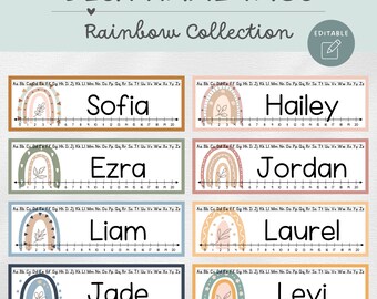 Student Desk Name Tags, Name Labels, Name Plate, Classroom Labels, Editable, Rainbow