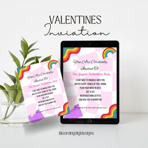 Faire-part LGBTQ+ modifiable pour la Saint-Valentin, modèle numérique pour couples homosexuels, carte romantique personnalisable ou invitation à un événement, imprimable