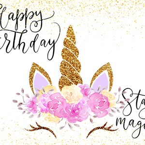 Printable Happy Birthday Unicorn Magical Card, Unicorn Birthday Card, Unicorn Party