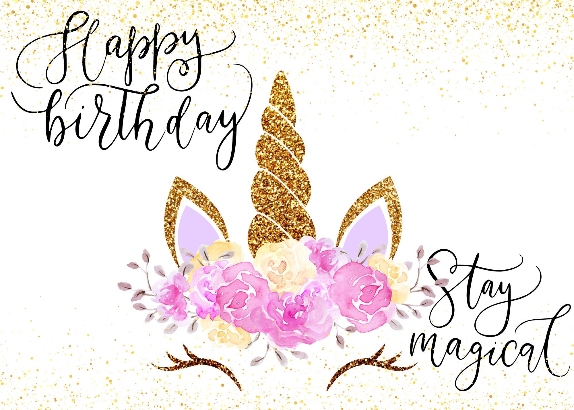 Printable Happy Birthday Unicorn Magical Card, Unicorn Birthday Card ...