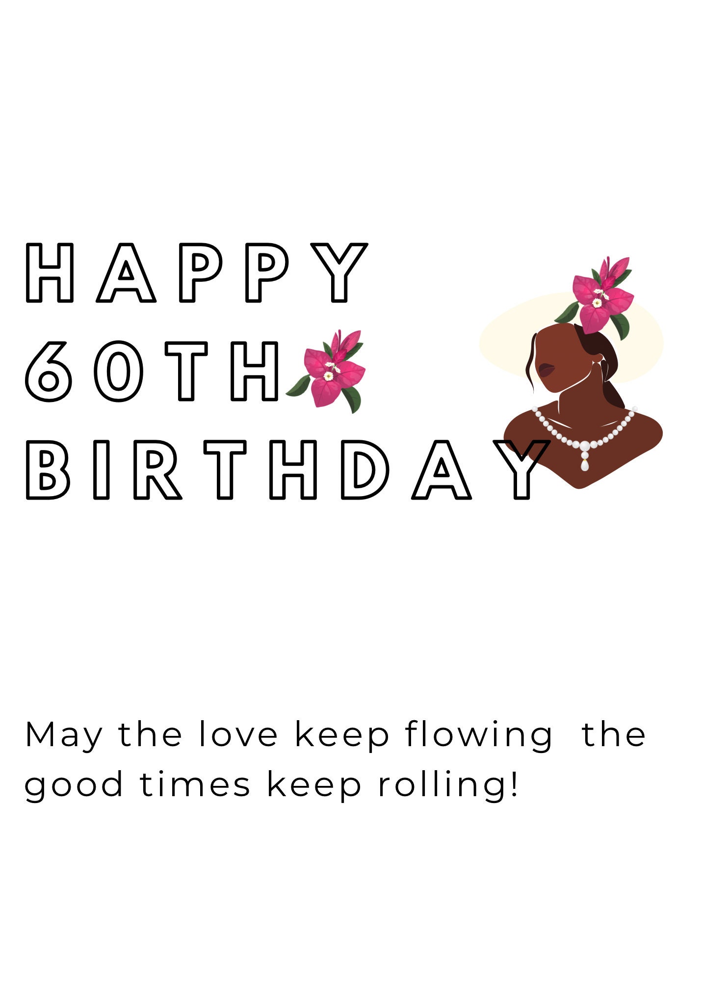 Printable Happy 60th Birthday Wishes Card, White Pearls and Hat ...