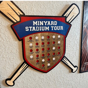Custom Baseball Stadium Tracker | MLB Stadium Map | Baseball Stadium Bucket List | Stadium Travel Map | Memory Board | Baseball Keepsake