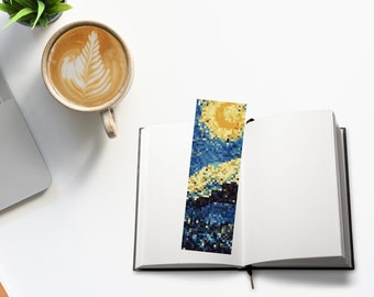 Vincent van Gogh Starry Night Cross Stitch Bookmark Pattern - Printable, Instant Download, DIY Craft