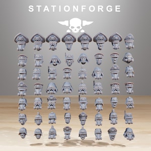 GrimGuard Infantry Heads | Set of 56 Pieces | StationForge | 12K Prints