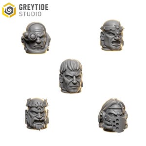 Heads #2 | Set of 5 Pieces - Terminator Scale | GreyTide Studio - Eternal Crusaders BIG Armour | 12K Prints
