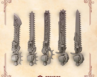 Chainswords | Set of 5 Pieces | GreyTide Studio - Crimson Lords