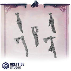 Akcesoria do pasów: topory i sztylety | Zestaw 15 elementów | GreyTide Studio - Primal Hounds