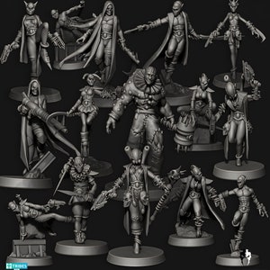 Dark Jesters | Set of 15 Minis | Edge Miniatures - Space Elves | 12K Prints