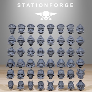 Corrupted Guard Infantry Heads | Set of 48 Pieces | StationForge | 12K Prints