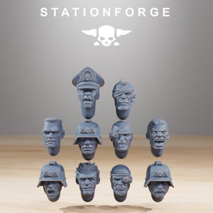 GrimGuard Combatant Heads | Set of 10 Pieces | StationForge | 12K Prints