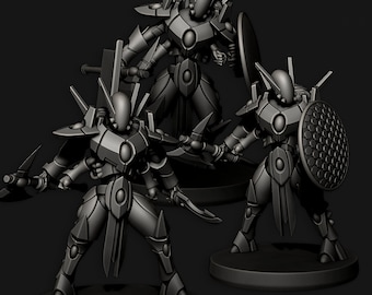 Trajes de asalto / Set de 5 miniaturas / Edge Miniatures - División de asalto de los elfos tecnológicos