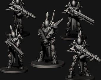 Variante de ataque a distancia de Dark Suits / Set de 5 miniaturas / Edge Miniatures - Escuadrón de patrulla de elfos piratas