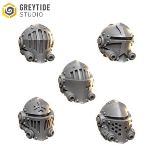 Heads #1 | Set of 5 Pieces - Terminator Scale | GreyTide Studio - Eternal Crusaders BIG Armour | 12K Prints